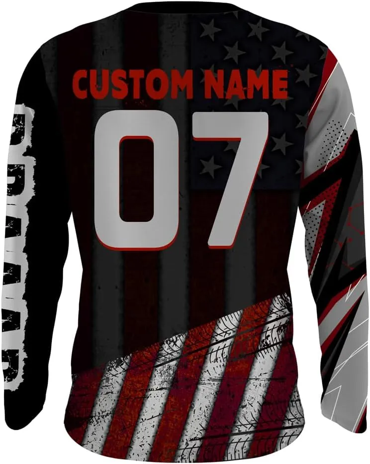 American Flag ATV Motocross Jersey Men Youth Upf30  Custom Quad Bike Shirt Boys Extreme Camouflage Off-Road Jersey
