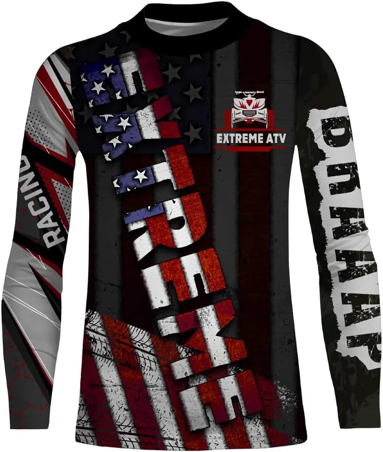 American Flag ATV Motocross Jersey Men Youth Upf30  Custom Quad Bike Shirt Boys Extreme Camouflage Off-Road Jersey