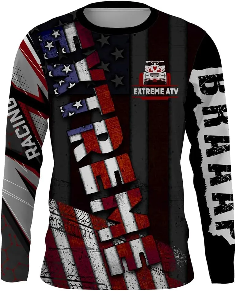 American Flag ATV Motocross Jersey Men Youth Upf30  Custom Quad Bike Shirt Boys Extreme Camouflage Off-Road Jersey