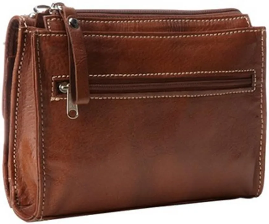 American Western Handtooled Leather Try Fold Wallet Cross