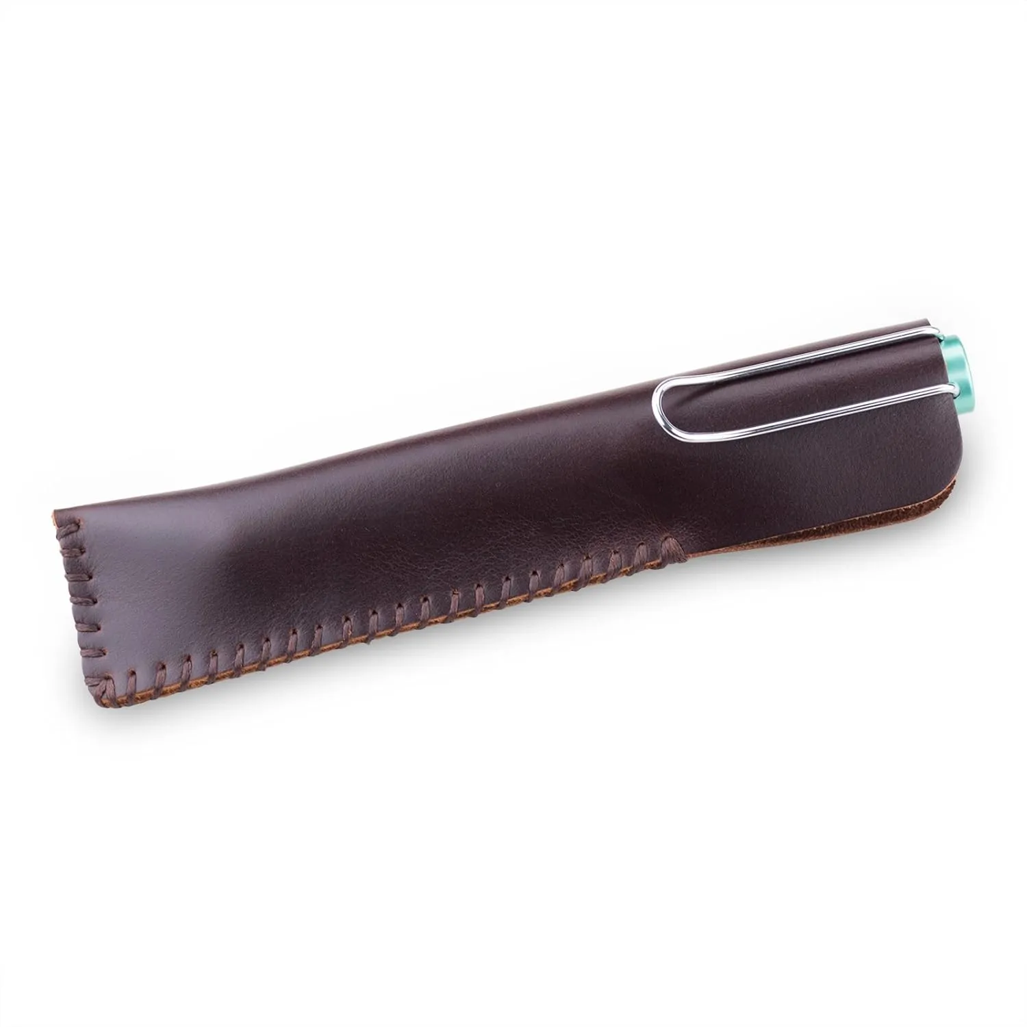 Ancicraft Single Pen Case Leather Fountain Pen Holder Pouch Sleeve Handmade Dark Coffee