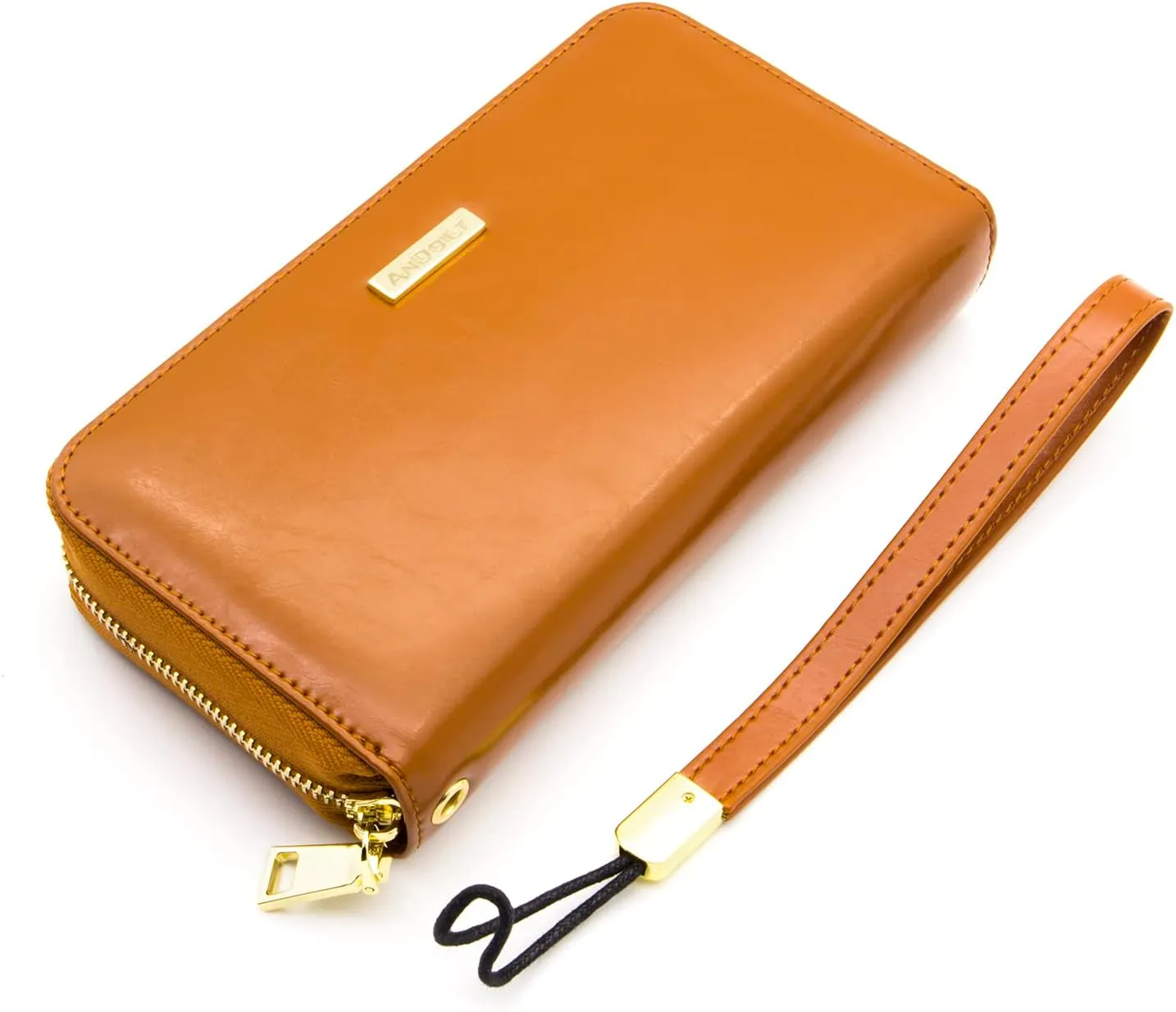 ANDOILT Genuine Leather Wallet for Women Men RFID Blocking Credit Card Holder Zipper Purse Cell Phone Handbag