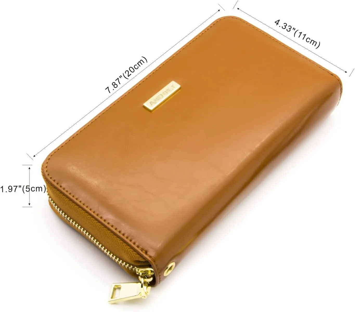 ANDOILT Genuine Leather Wallet for Women Men RFID Blocking Credit Card Holder Zipper Purse Cell Phone Handbag