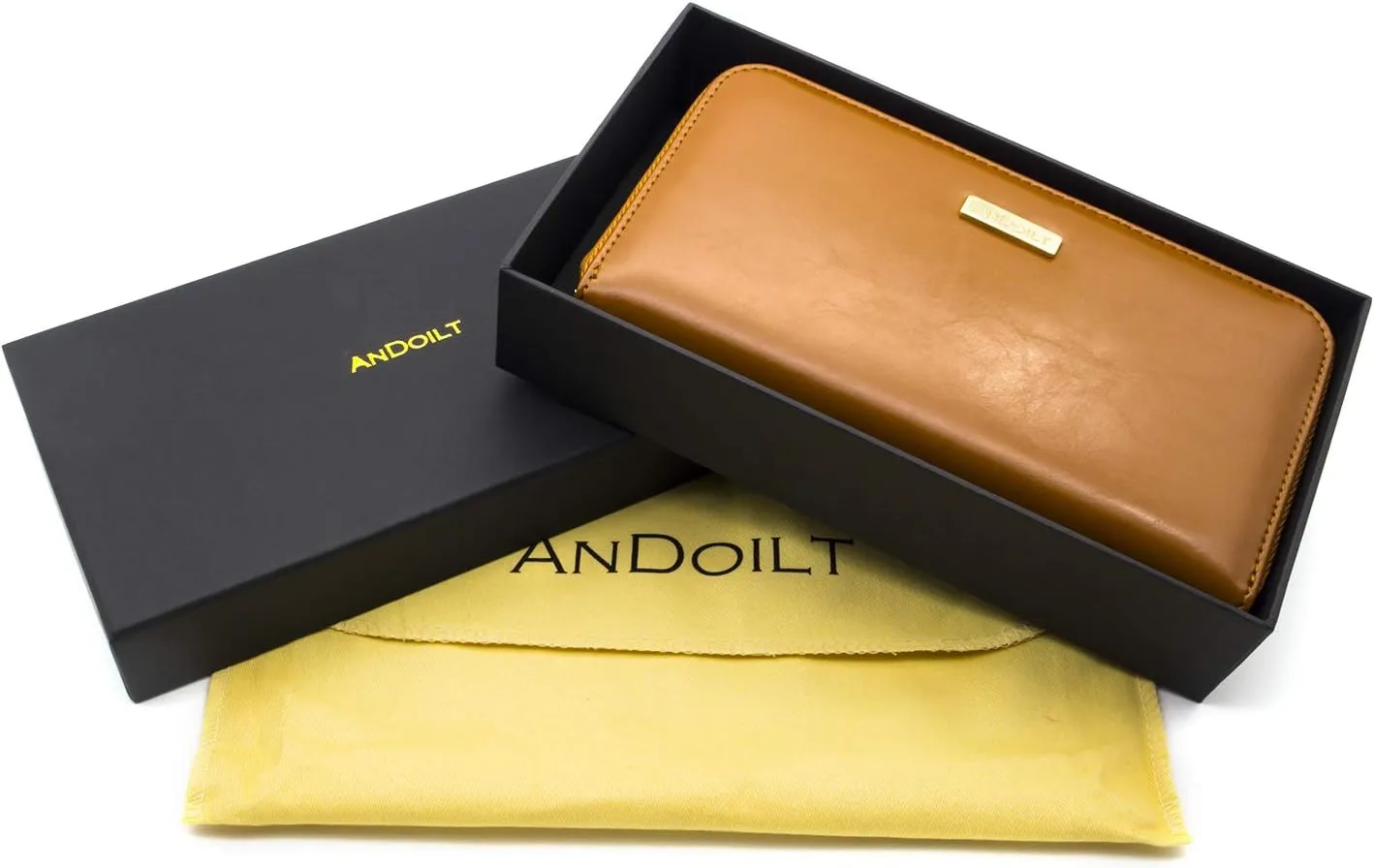 ANDOILT Genuine Leather Wallet for Women Men RFID Blocking Credit Card Holder Zipper Purse Cell Phone Handbag