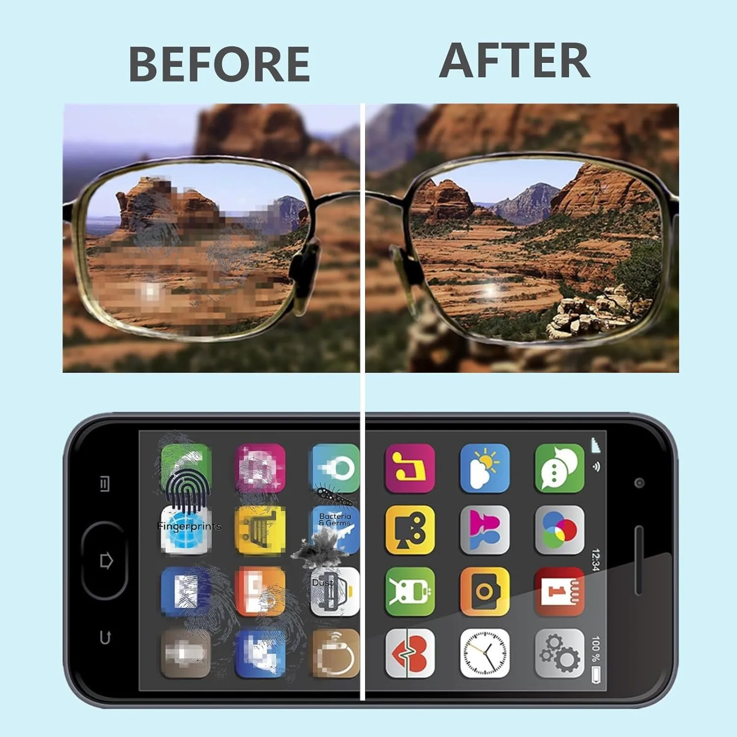 ANEWSIR Glasses Cleaner,Screen Cleaner,Portable Lens Cleaner Spray for Eyeglasses,Screen Cleaner Spray Wipe Kit for Phones/Glasses Cleaner Lens Cleaning,Alcohol Free,Color Image Series A-075 New