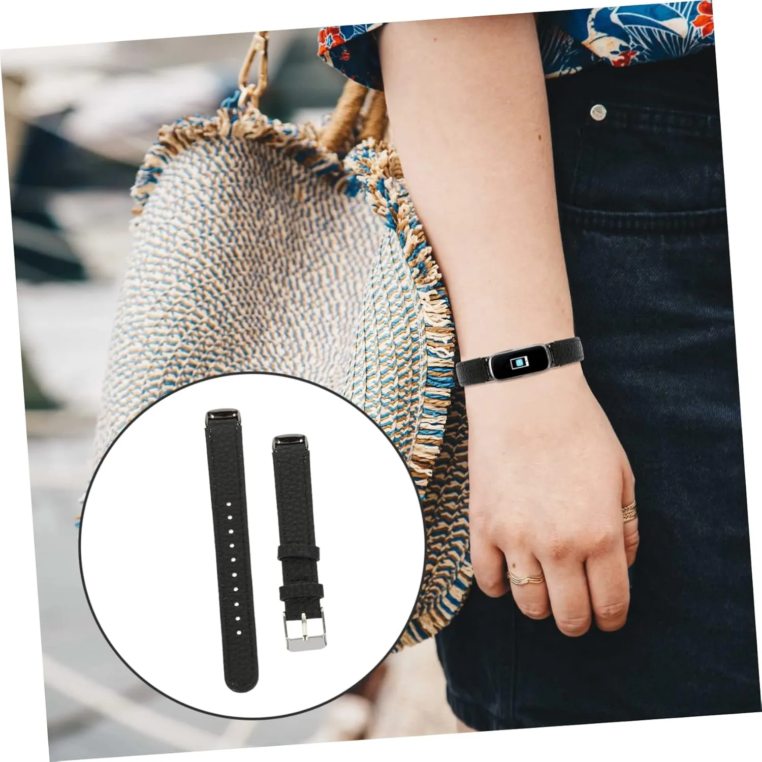 Angoily 2pcs Pebbled Leather Strap Leather Watch Bands for Womens Watch Bands Ladies Watch Leather Watch Belt