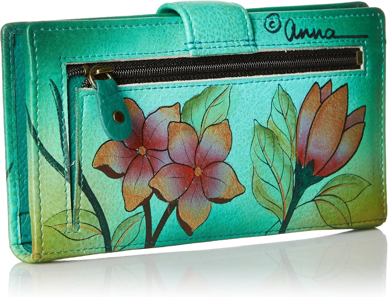 Anna by Anuschka Women's Original Leather Hand-Painted Two Fold Organizer Wallet