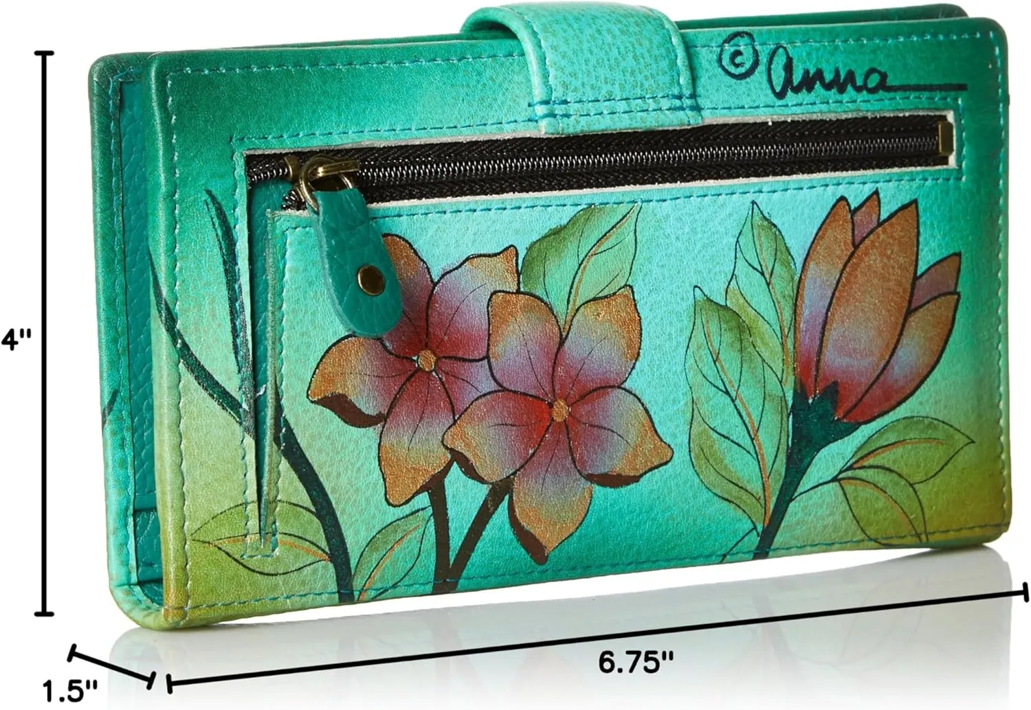 Anna by Anuschka Women's Original Leather Hand-Painted Two Fold Organizer Wallet