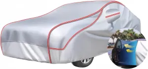Anti-Hail Car Cover for Ligier JS5OL, Thickened Waterproof All Weather Customizable Full Cover Scratch Resistant UV Protection Car Tarpaulin with Reflective Strips(Silver)