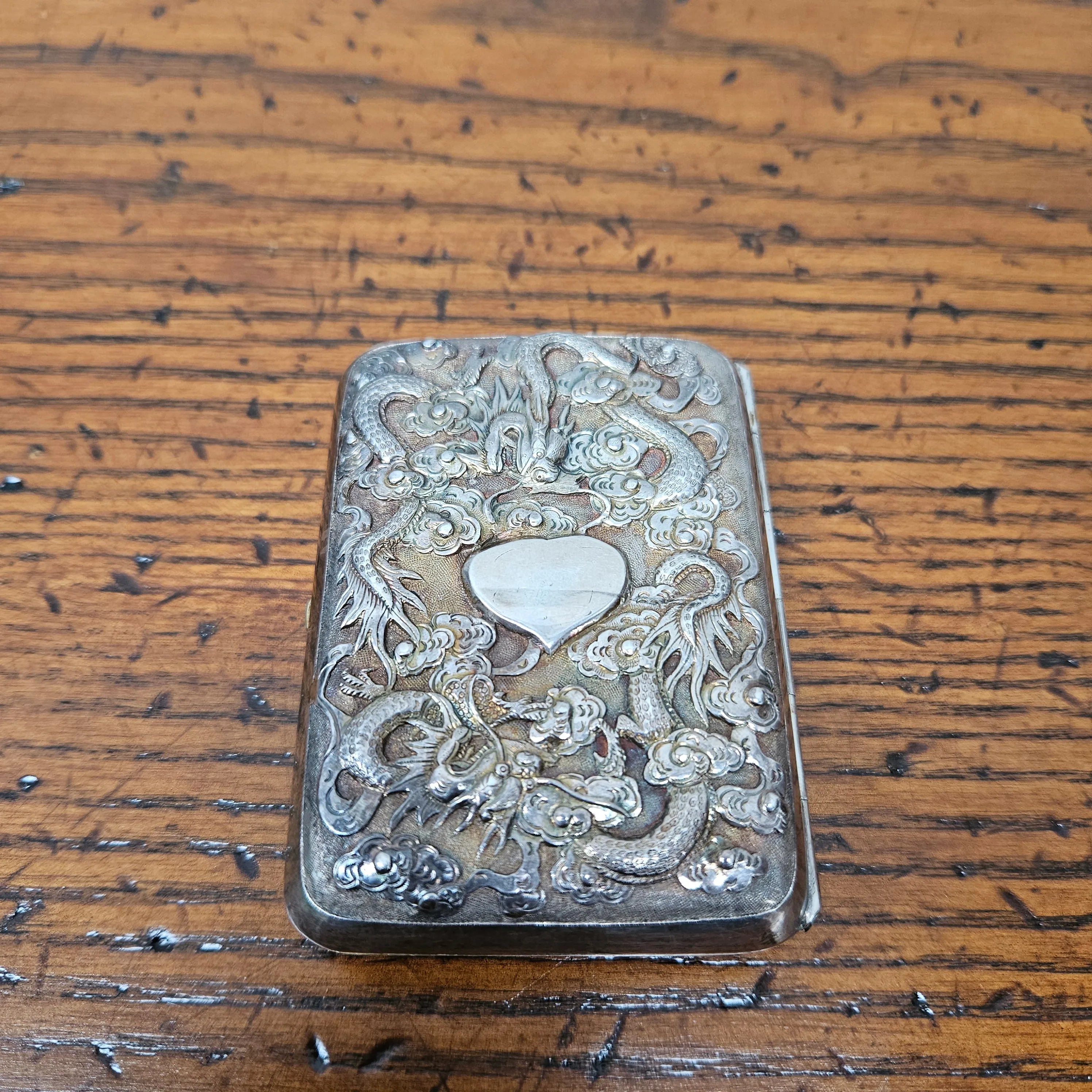 Antique Ornate Chinese Export Silver Card/Cigarette Case