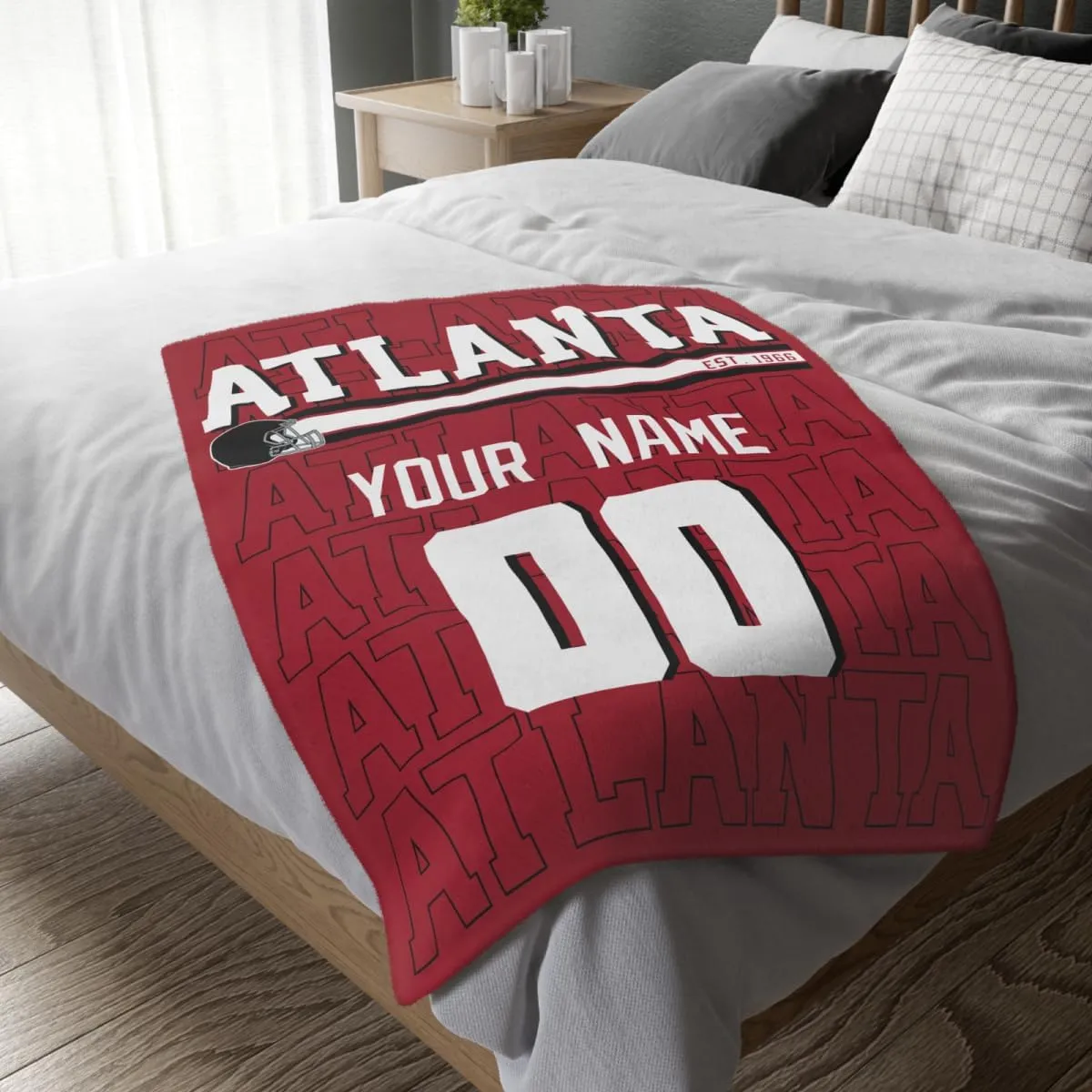 ANTKING Atlanta Throw Blanket for Men Women Boy Custom Name and Number Gifts