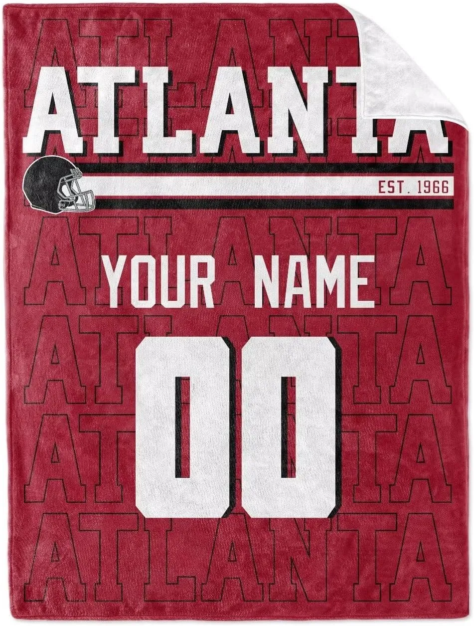 ANTKING Atlanta Throw Blanket for Men Women Boy Custom Name and Number Gifts