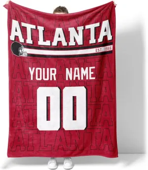ANTKING Atlanta Throw Blanket for Men Women Boy Custom Name and Number Gifts