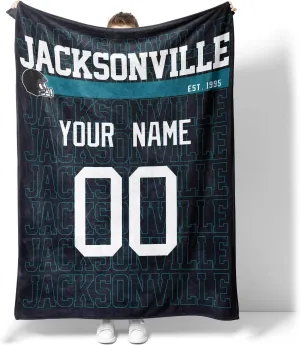 ANTKING Jacksonville Throw Blanket for Men Women Boy Custom Name and Number Gifts
