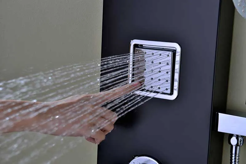 Anzzi Ronin 52 in. 2-Jetted Full Body Shower Panel with Heavy Rain Shower and Spray Wand in Black
