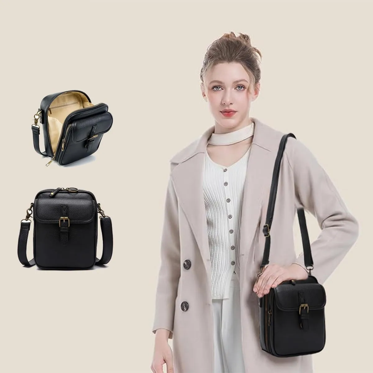 Arhdcompuly Crossbody Leather Bag, urvashi Crossbody Bag for Women, collaboraten Leather with Card Slots Theft Shoulder(Type H)