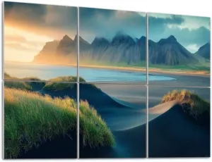 Art Acoustic Panels Self Adhesive Black sand dunes Stokksnes headland 6 Packs Decorative Soundproof Wall Panels Large Sound Absorbing Panels for Home Office 48"x72"