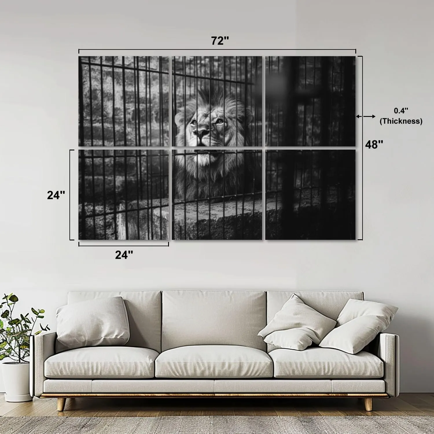 Art Acoustic Panels Self Adhesive King behind bars 6 Packs Decorative Soundproof Wall Panels Large Sound Absorbing Panels for Home Office 48"x72"