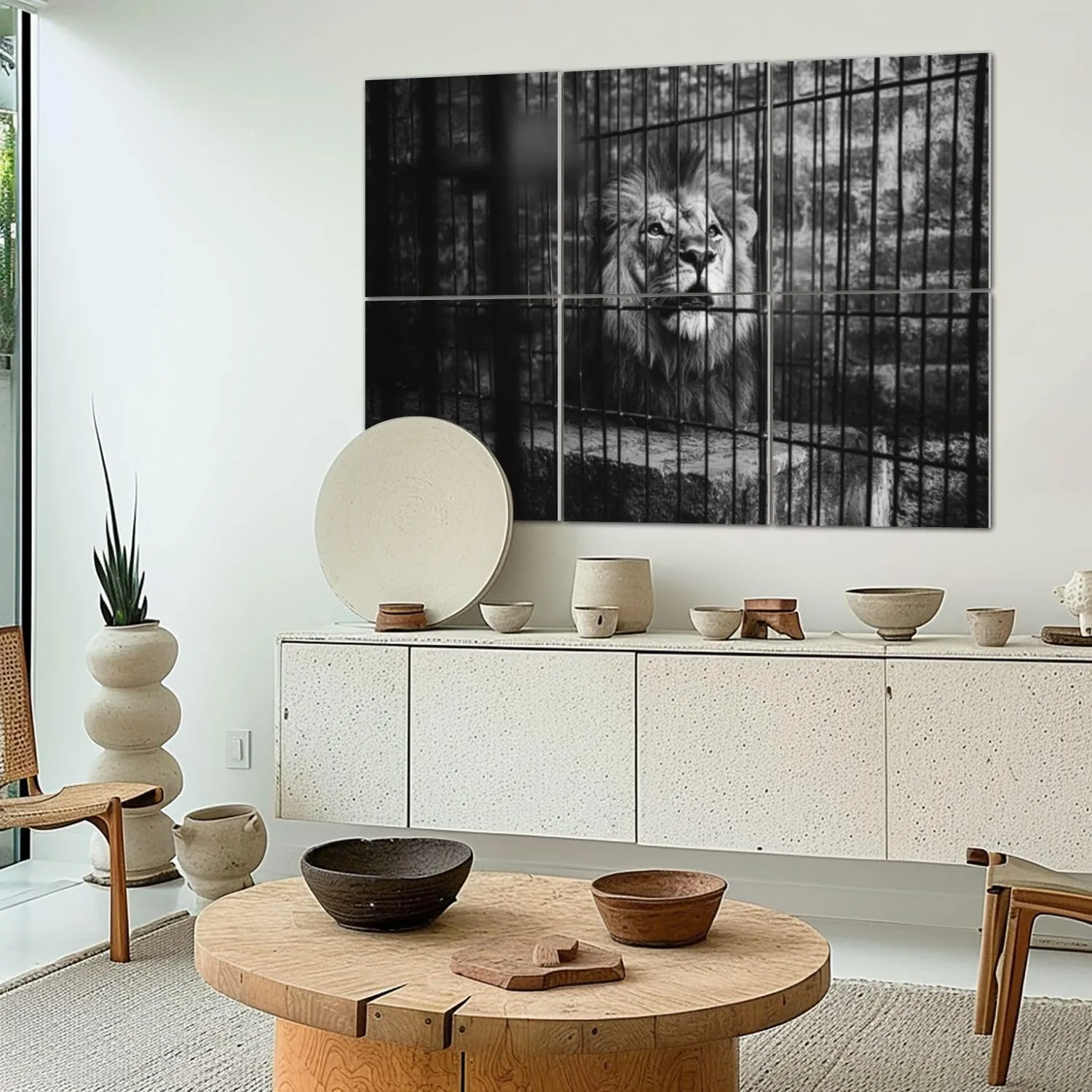 Art Acoustic Panels Self Adhesive King behind bars 6 Packs Decorative Soundproof Wall Panels Large Sound Absorbing Panels for Home Office 48"x72"