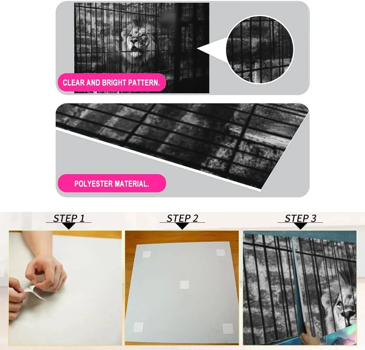 Art Acoustic Panels Self Adhesive King behind bars 6 Packs Decorative Soundproof Wall Panels Large Sound Absorbing Panels for Home Office 48"x72"