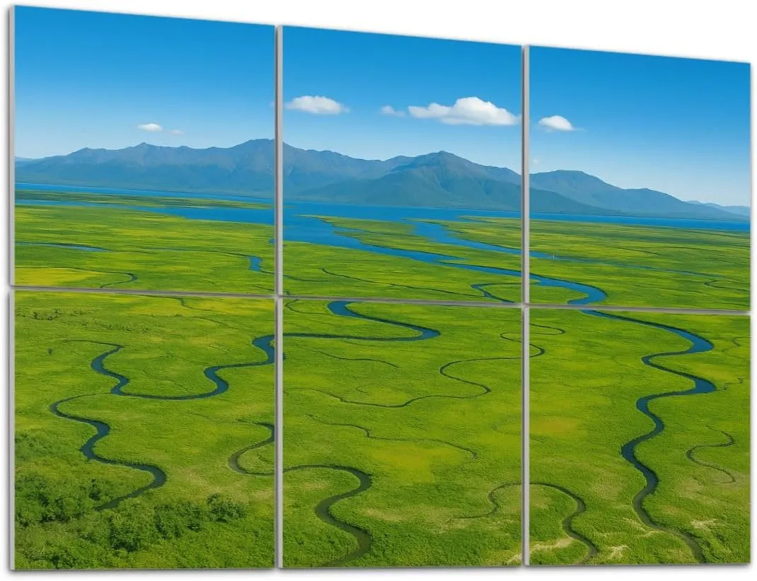 Art Acoustic Panels Self Adhesive Meandering rivers mangroves Hinchinbrook Island 6 Packs Decorative Soundproof Wall Panels Large Sound Absorbing Panels for Home Office 48"x72"