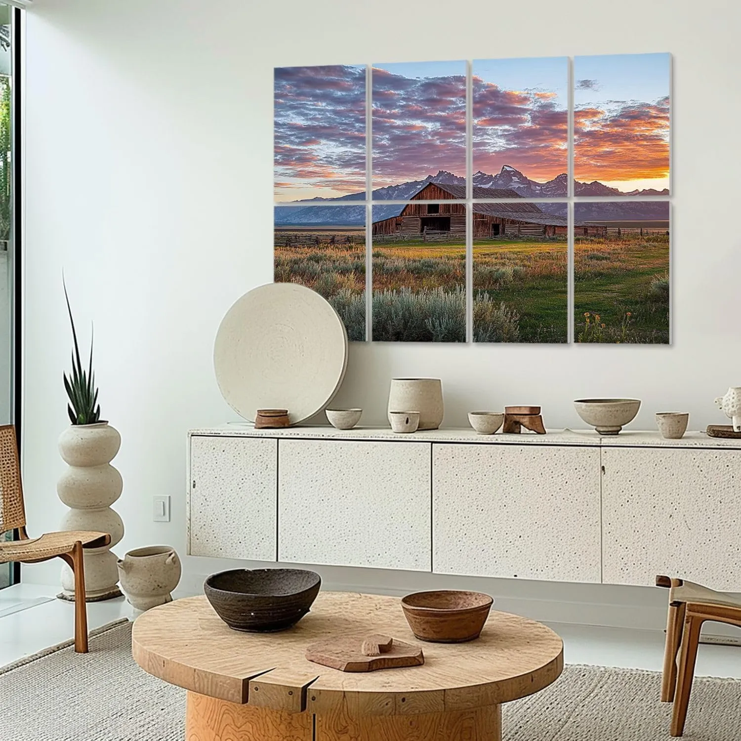 Art Acoustic Panels Self Adhesive Moulton Barn Grand Teton Wyoming 8 Packs Decorative Soundproof Wall Panels Large Sound Absorbing Panels for Home Office 48"x32"