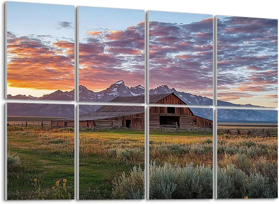 Art Acoustic Panels Self Adhesive Moulton Barn Grand Teton Wyoming 8 Packs Decorative Soundproof Wall Panels Large Sound Absorbing Panels for Home Office 48"x32"