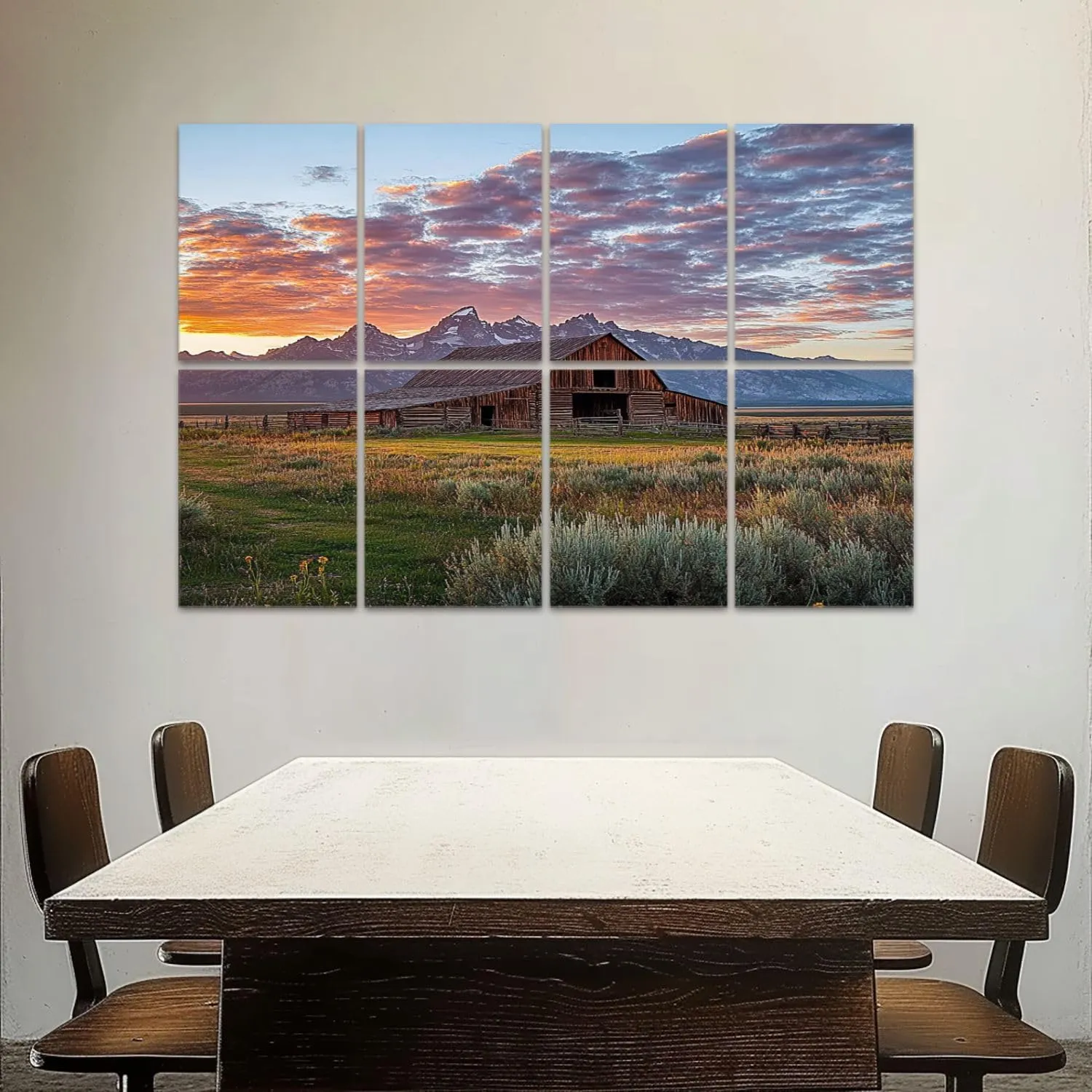 Art Acoustic Panels Self Adhesive Moulton Barn Grand Teton Wyoming 8 Packs Decorative Soundproof Wall Panels Large Sound Absorbing Panels for Home Office 48"x32"