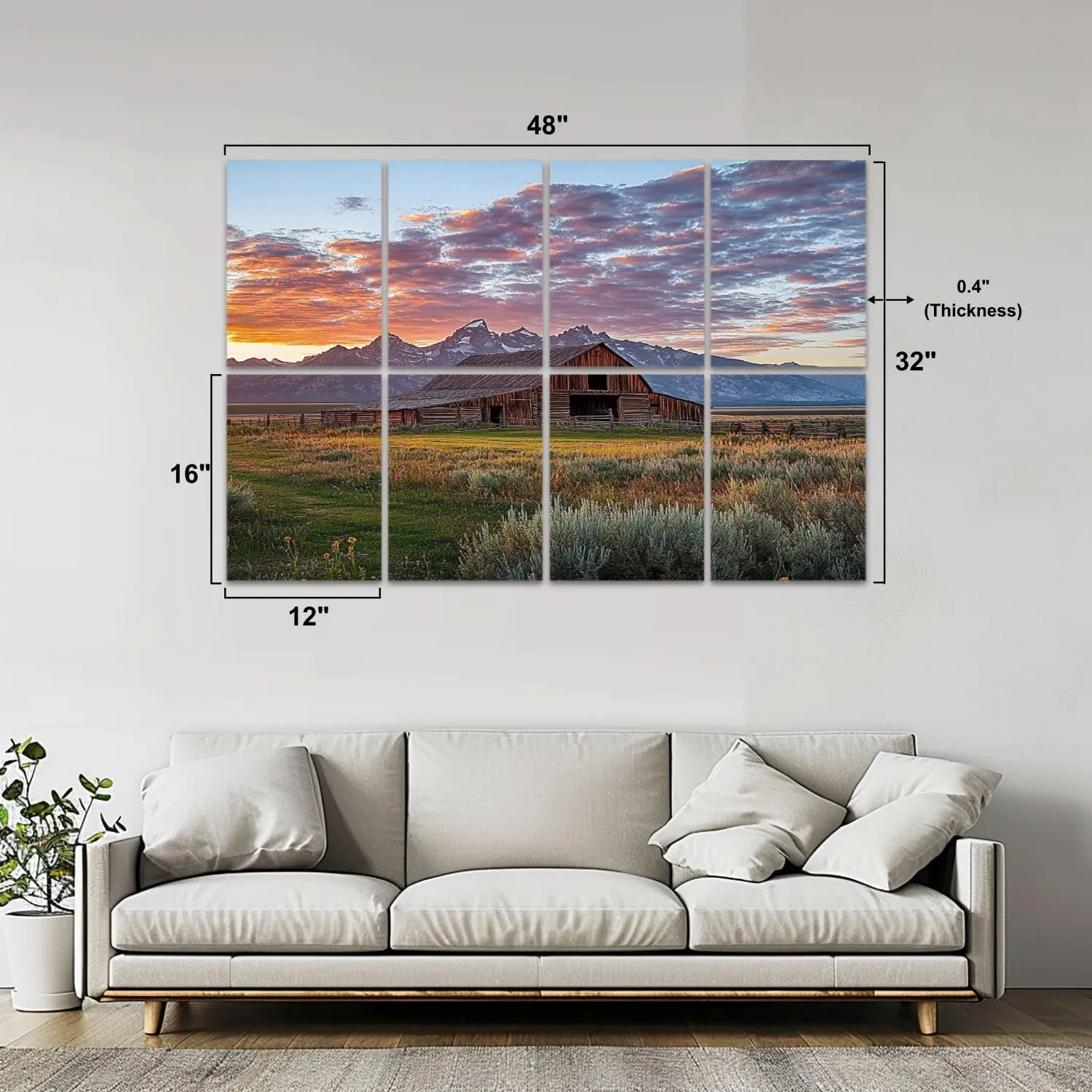 Art Acoustic Panels Self Adhesive Moulton Barn Grand Teton Wyoming 8 Packs Decorative Soundproof Wall Panels Large Sound Absorbing Panels for Home Office 48"x32"