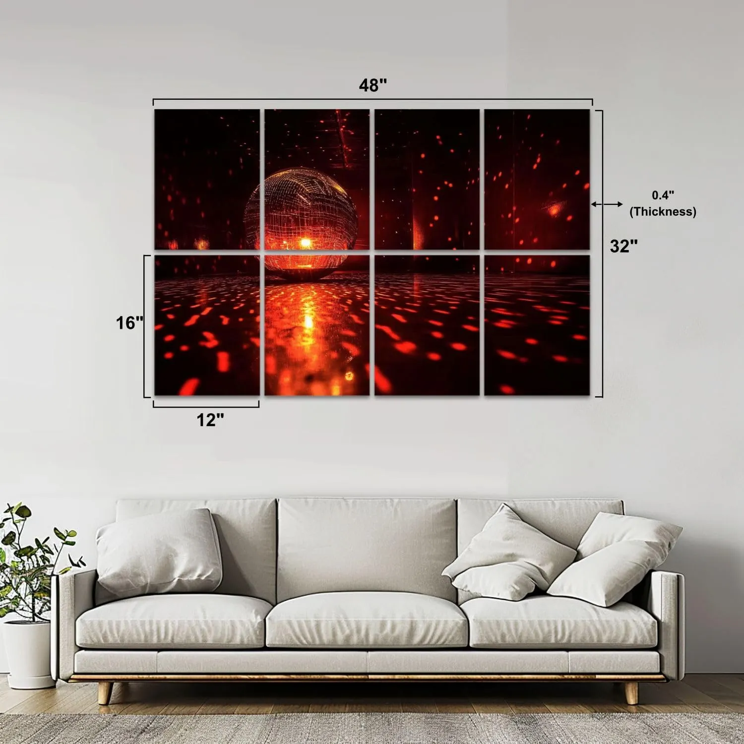 Art Acoustic Panels Self Adhesive reflecting dark hall for discos space 8 Packs Decorative Soundproof Wall Panels Large Sound Absorbing Panels for Home Office 48"x32"