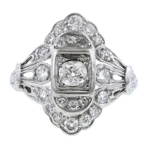 Art Deco Diamond Dinner Ring, Old Euro 0.32ct
