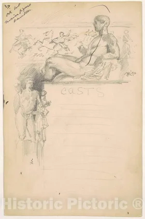 Art Print : James Henry Moser, Study for Casts from Antique Sculpture: The Parthenon, 1890, Historic Wall Décor : 30in x 44in