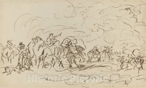 Art Print : Johann Zoffany, Sandstorm in The Desert Overtaking a Caravan, c.1786, Historic Wall Décor : 12in x 08in