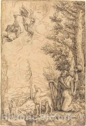 Art Print : Wolf Huber, The Annunciation to Joachim, 1514, Historic Wall Décor : 08in x 12in