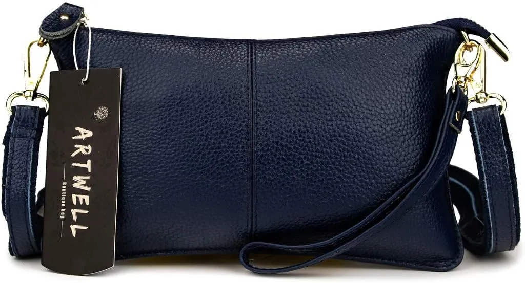 Artwell Genuine Leather Clutch Wallet For Women Wristlet Envelop Crossbody Purse Card Shoulder Bag