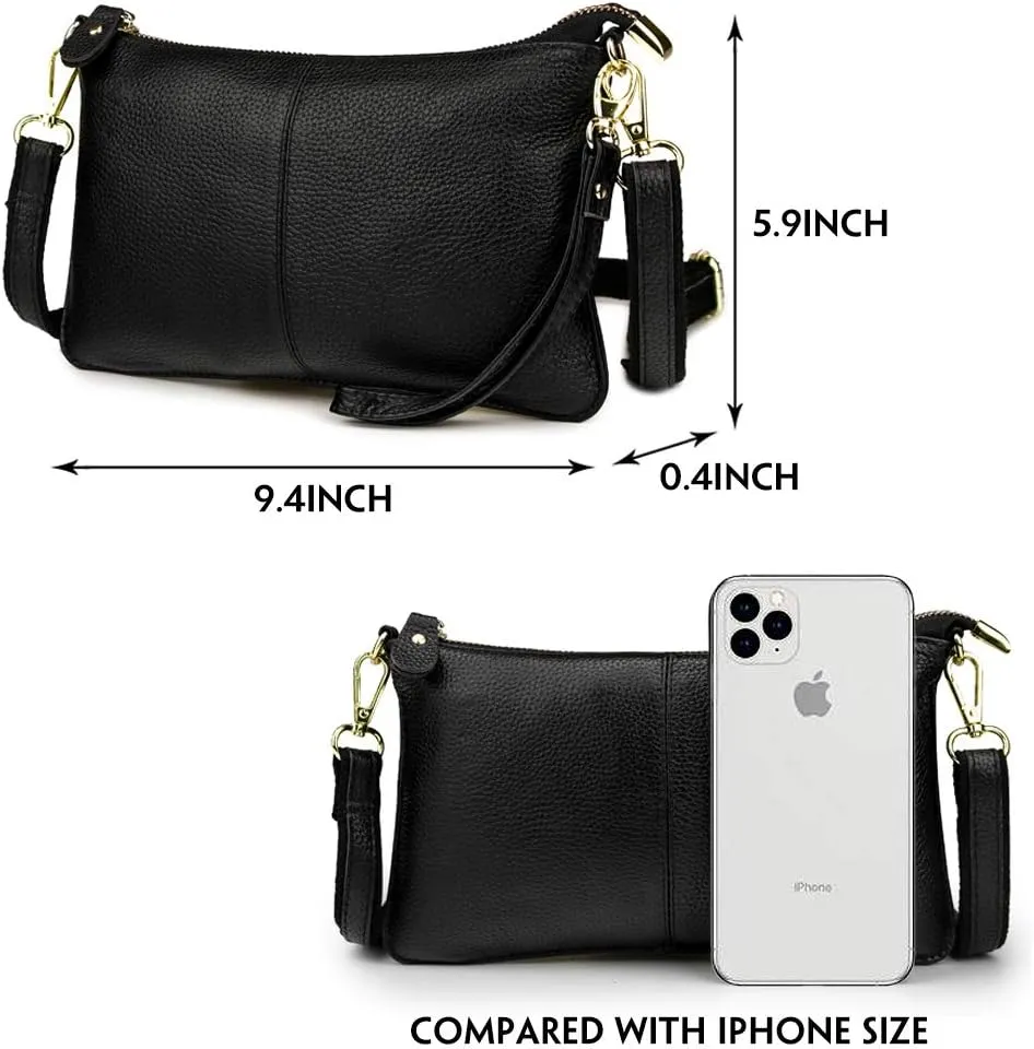 Artwell Genuine Leather Clutch Wallet For Women Wristlet Envelop Crossbody Purse Card Shoulder Bag