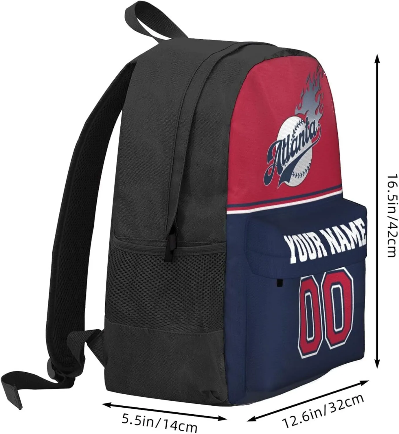 Atlanta Backpack,Custom Baseball Sports Backpack With Name And Number,Personalized High Capacity Casual Laptop Bag Travel Bag Gifts For Fans Men Women