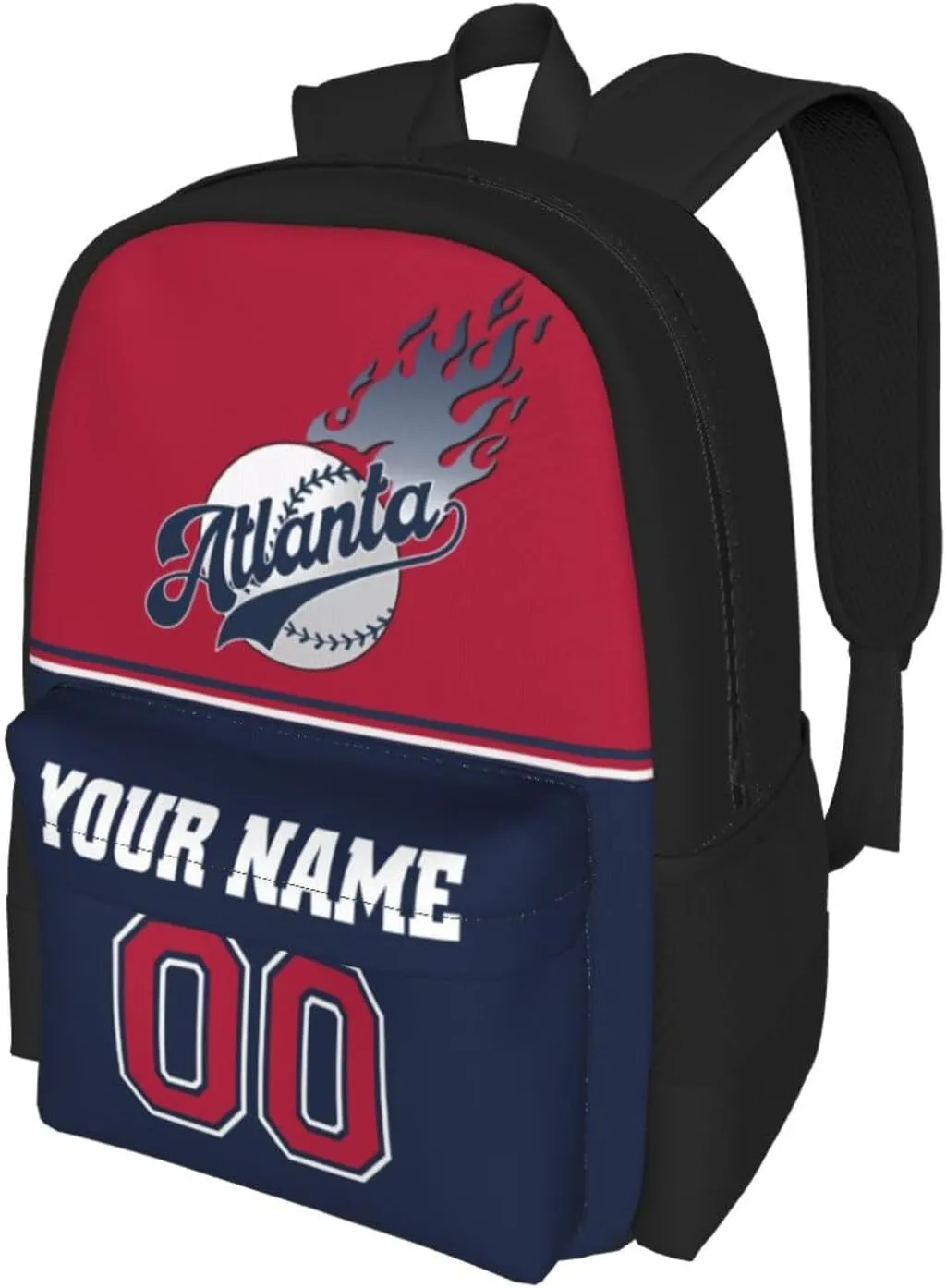 Atlanta Backpack,Custom Baseball Sports Backpack With Name And Number,Personalized High Capacity Casual Laptop Bag Travel Bag Gifts For Fans Men Women