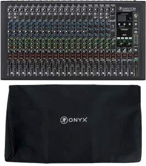 Audiosavings Bundle: (1) Mackie ONYX24 24-Channel Analog Mixer w/Multi-Track USB/3-Band EQ Bluetooth Bundle with (1) Mackie Onyx24 Dust Cover For Onyx 24 Mixer (2 Items)