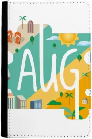August Month Season Illustration Passport Holder Notecase Burse Wallet Cover Card Purse
