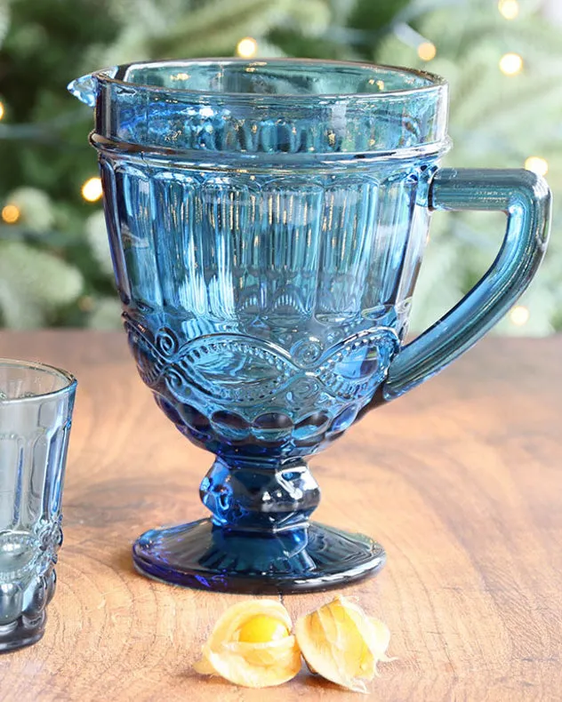 Aurielle Sapphire Blue Glass Serving Pitcher Jug