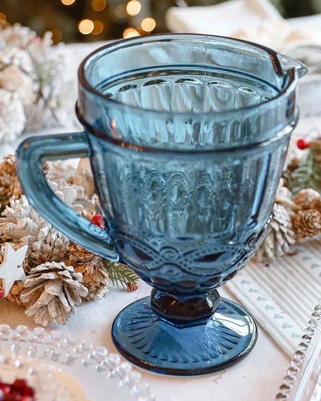 Aurielle Sapphire Blue Glass Serving Pitcher Jug
