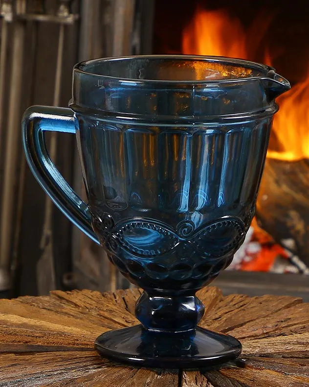 Aurielle Sapphire Blue Glass Serving Pitcher Jug