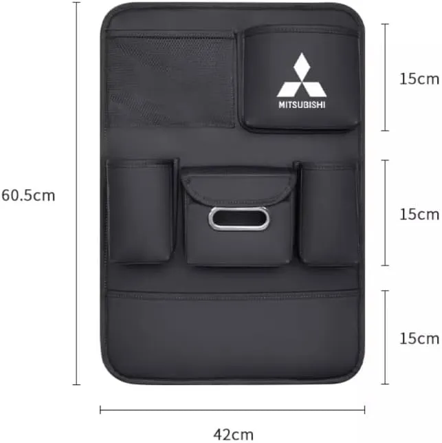 Auto Seat Back Multi Pocket Storage Bag For Mitsubishi Emeraude Endeavor FTO Galant Grandis GTO i i-MiEV L200 Lancer Lancer Evolution Automobile Seat Back Organisers,Brown1