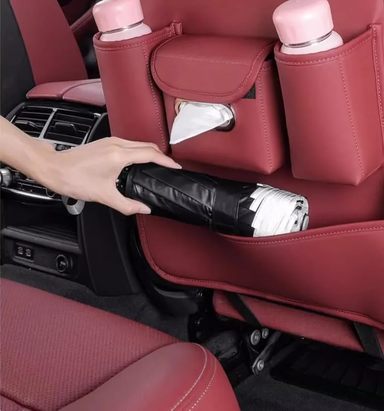 Auto Seat Back Multi Pocket Storage Bag For Mitsubishi Emeraude Endeavor FTO Galant Grandis GTO i i-MiEV L200 Lancer Lancer Evolution Automobile Seat Back Organisers,Brown1