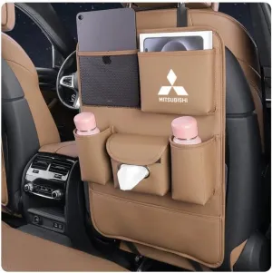 Auto Seat Back Multi Pocket Storage Bag For Mitsubishi Emeraude Endeavor FTO Galant Grandis GTO i i-MiEV L200 Lancer Lancer Evolution Automobile Seat Back Organisers,Brown1
