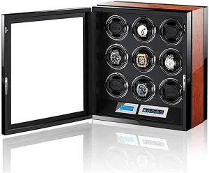 Automatic Watch Winder Box Touch LCD Digital Display with LED Illumination Japanese Silent Motor 9 Watch Storage Display Box