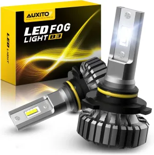 AUXITO 9005 LED Fog Light 6500K, Fanless HB3 Bulbs 400% Brighter Plug and Play Fog Bulb Replacement, Pack of 2