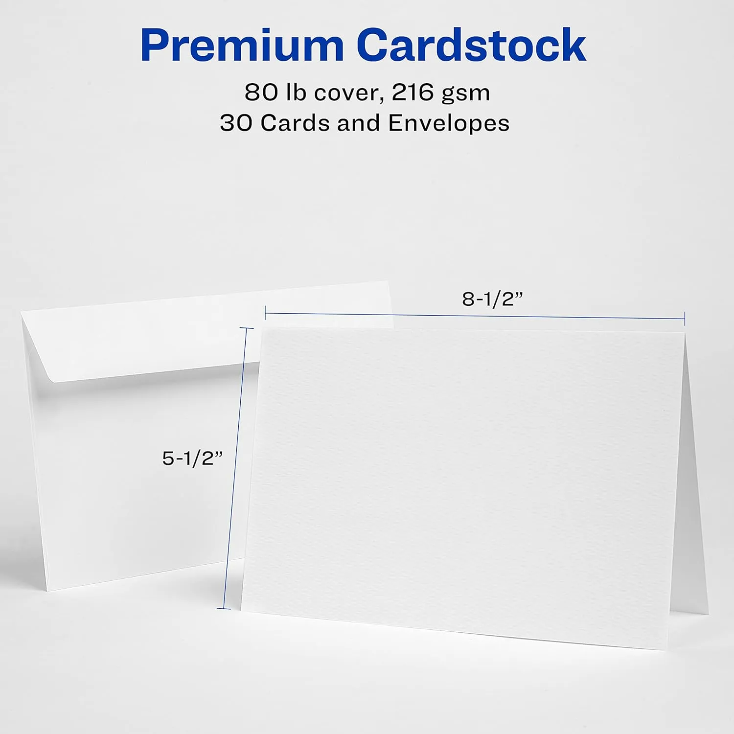 Avery Printable Greeting Cards with Envelopes, Half-Fold, 5.5" x 8.5", Matte White, 30 Blank Greeting Cards for Inkjet Printers (08316)