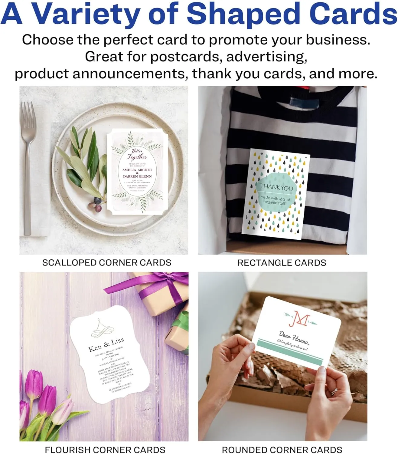 Avery Printable Postcards, 4.25" x 5.5", Ivory, 100 Blank Postcards for Laser and Inkjet Printers (5919)